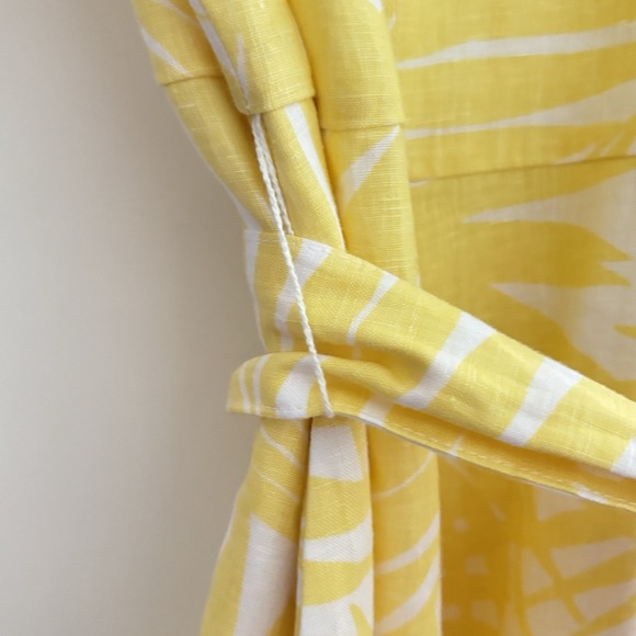 Hobbs London Floral Summer Linen Tea Dress Women's US Sz 6 Belted Yellow White - Picture 9 of 16